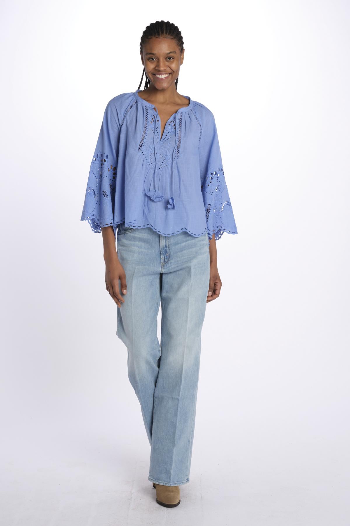 Camicia con ricami ASHU TOP MILKBLUE scarlett poppies