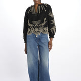 Camicia KINGSLEY ricamo fiore 091 BLACK sea ny