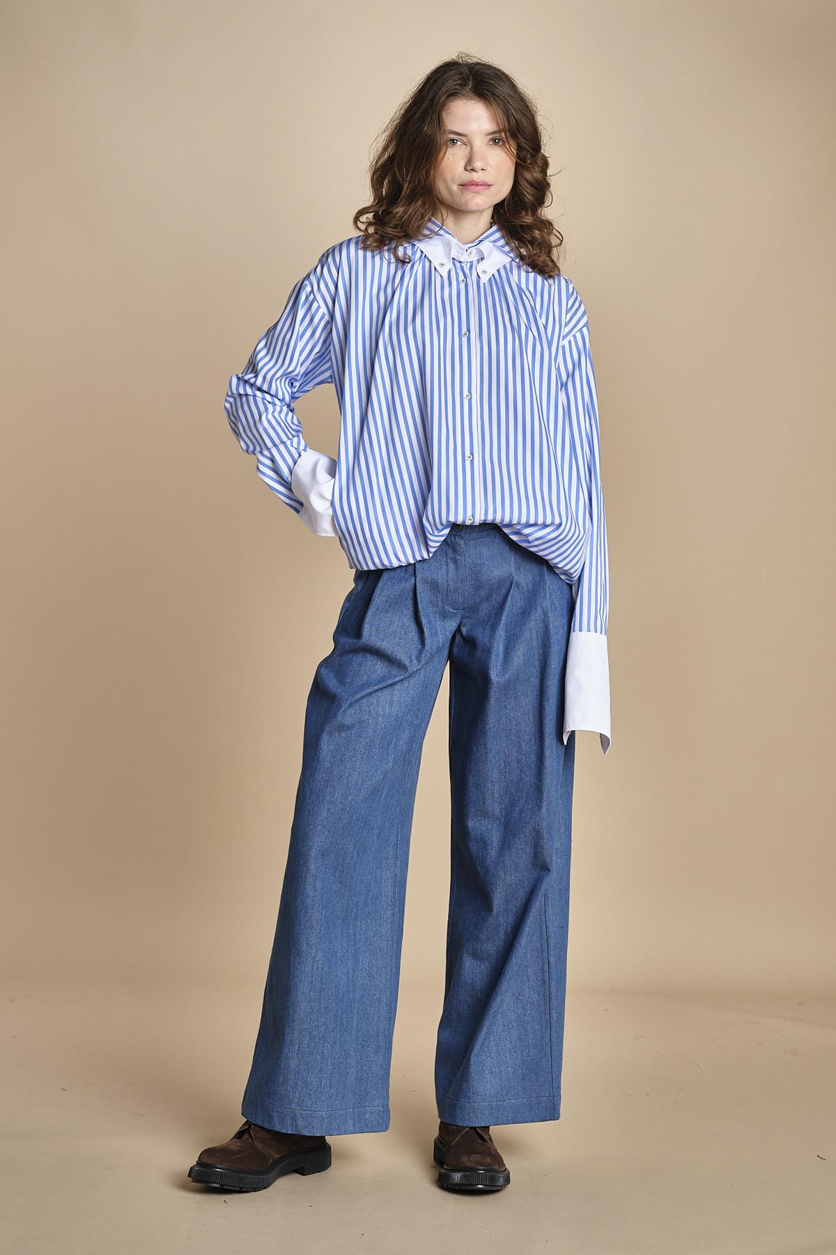 pantalone in denim con pinces KATHERINE MJD217_ATEX45 J0051 BLUE DENIM jejia