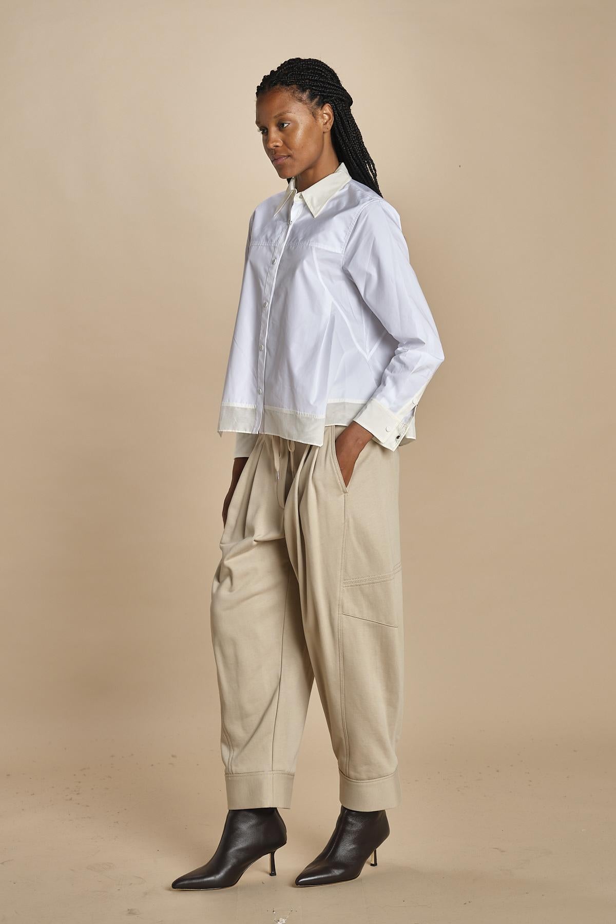 LS SHIRT W FLOUNCE camicia con bordi a contrasto 21705LCE WH100 WHITE phillip lim