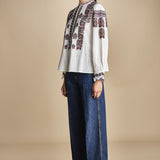 camicia con ricamo floreale TAMI BLOUSE CREAM antik batik