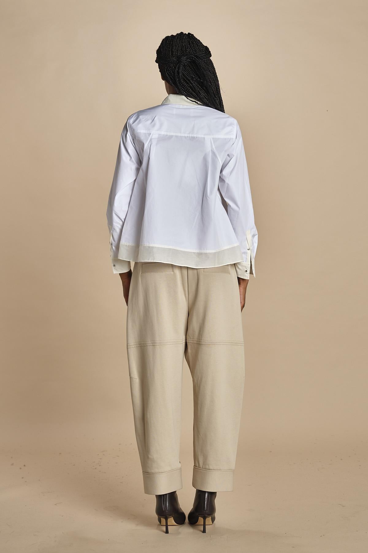 LS SHIRT W FLOUNCE camicia con bordi a contrasto 21705LCE WH100 WHITE phillip lim