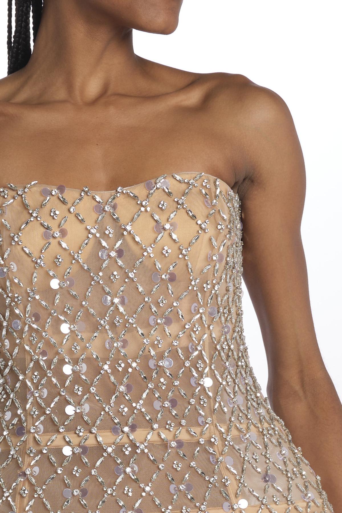 KATHLEEN abito mini con bustier in swaroski HL25 10428 SILVER retrofete