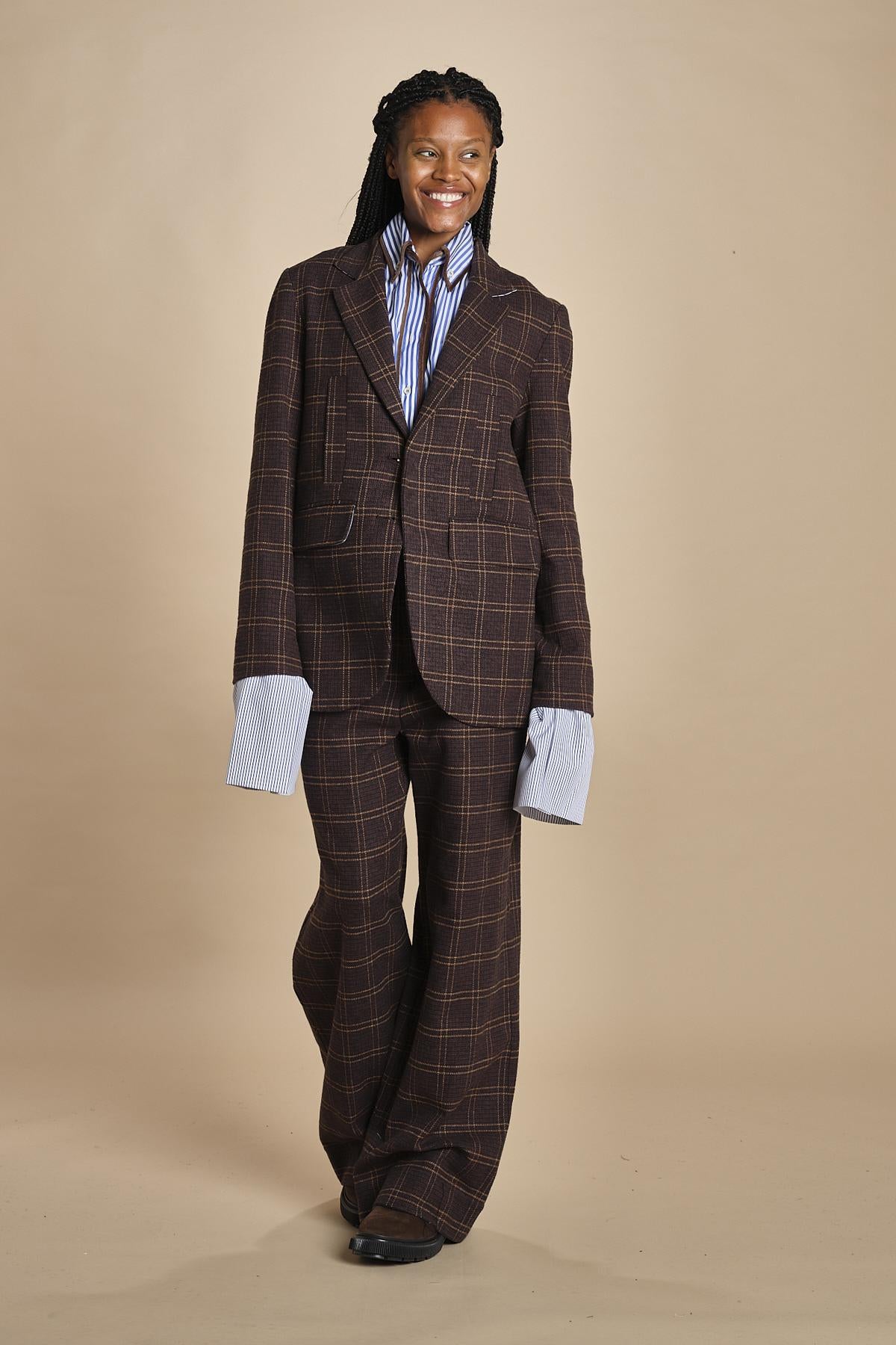 HARRY blazer quattro tasche in galles MJD505_A26240 BROWN COTTON CHECK jejia