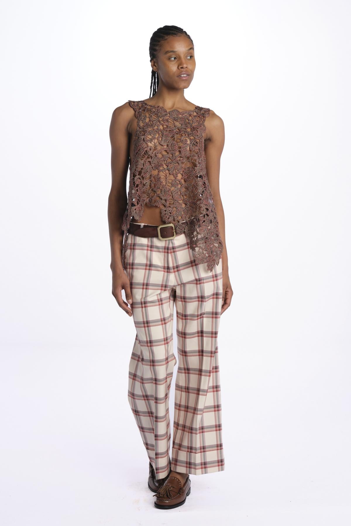 Pantalone MELODIA quadretti con risvolto MELODIA65210809 34 quelledue