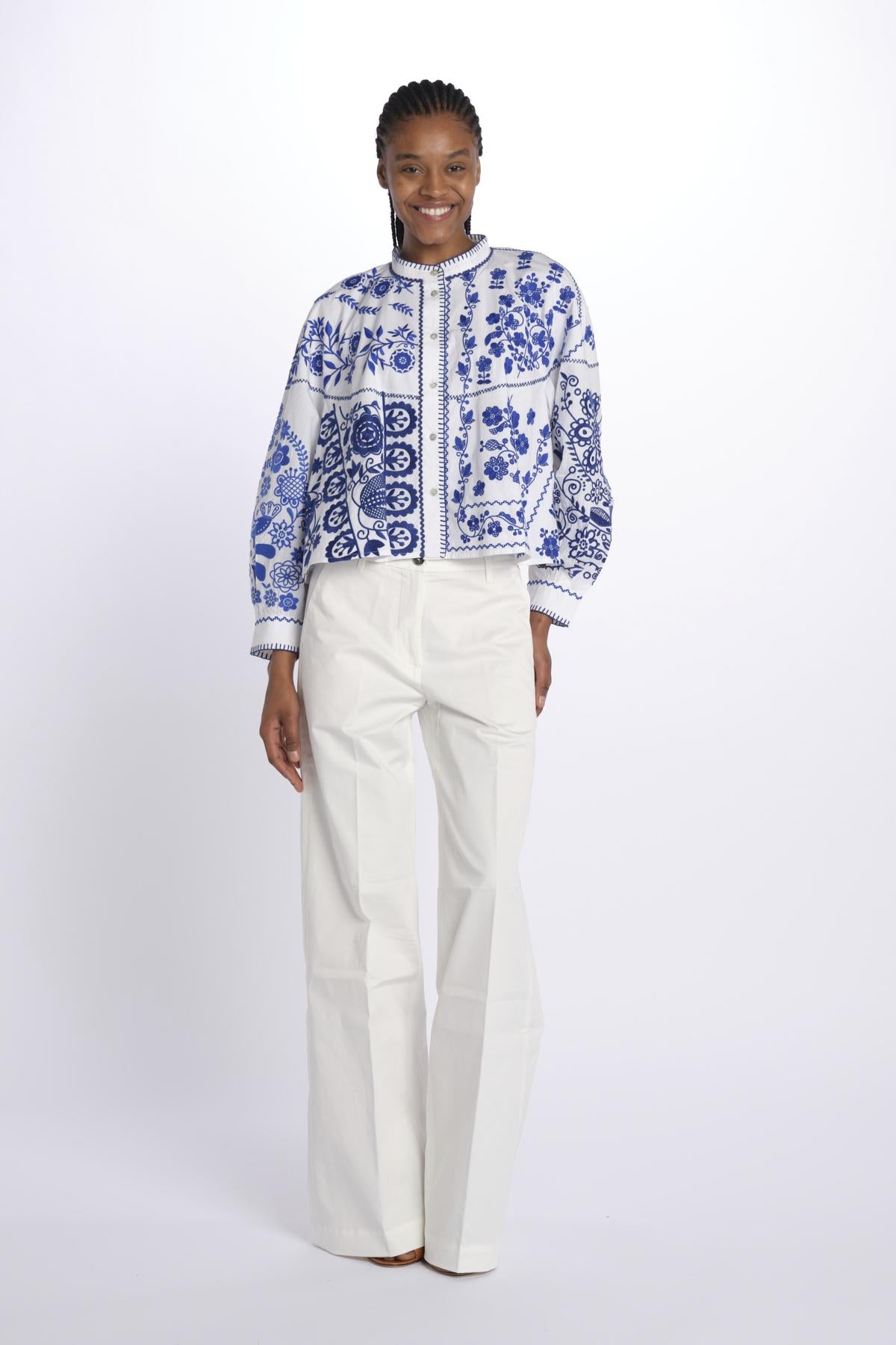 Giacca/camicia MAMIE ricamata MAMIE1BBL BLUE antik batik