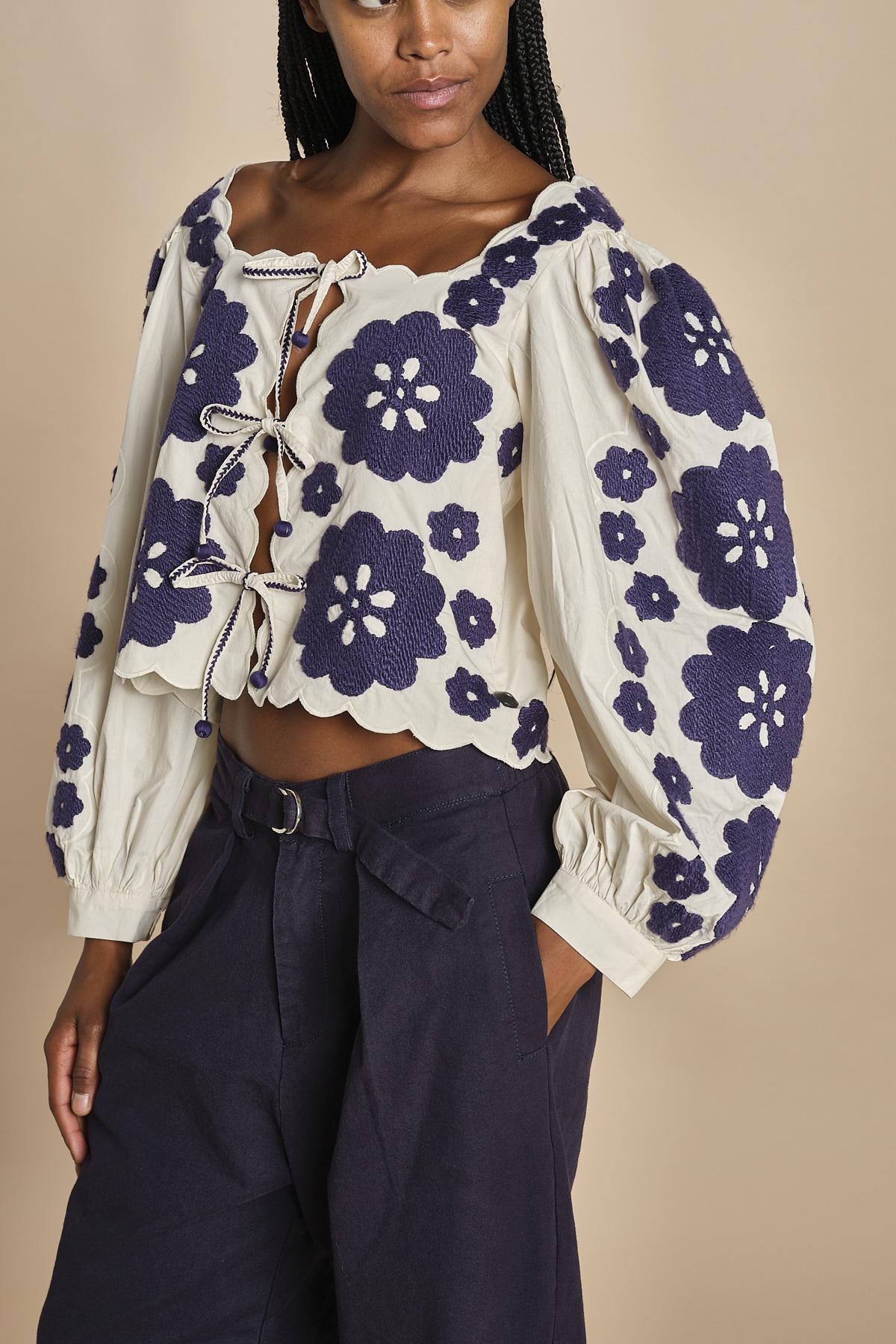 CATRINE top m/l fiori grandi 007 BLUE BLUE sea ny