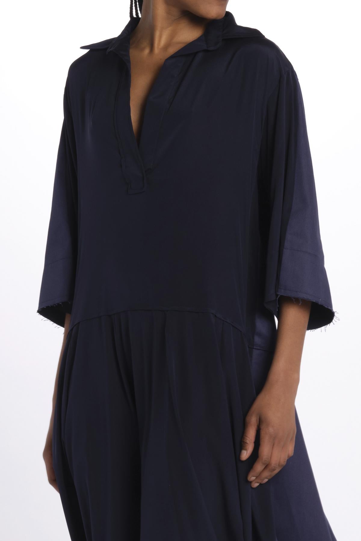 Abito lungo scollo V NEW CHRISTY DRESS BLUECOTTON jejia