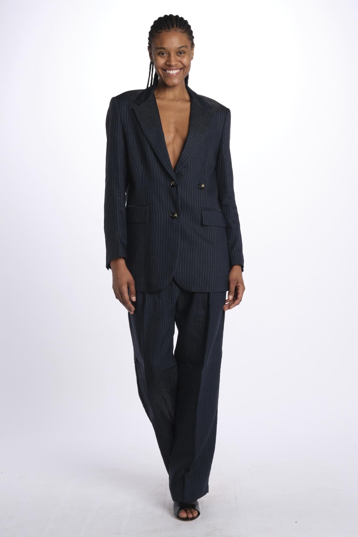 Giacca VALE doppio petto gessata VALE NAVY true avenue