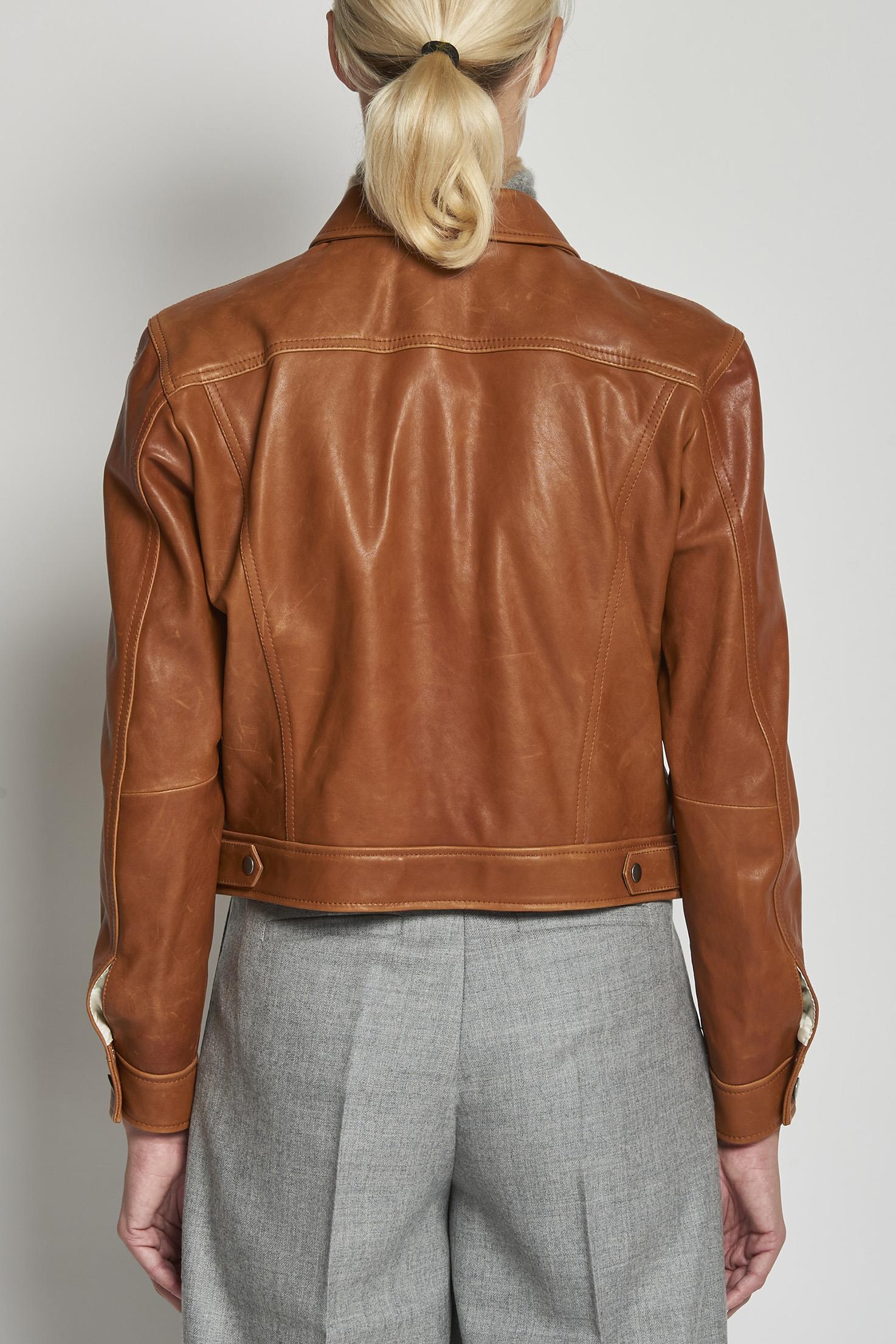giacca in pelle beige GRANT MARRONE masscob