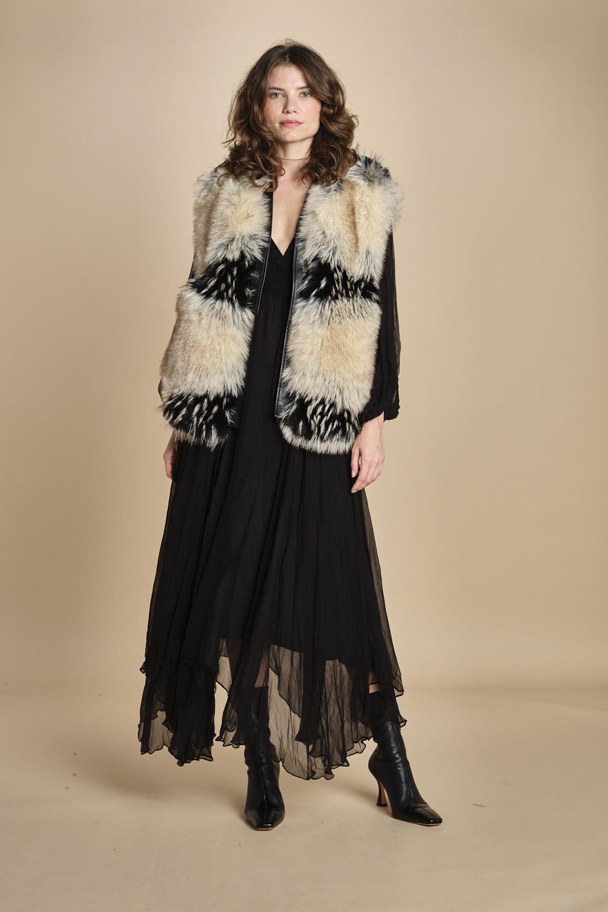 abito lungo con manica in voille DENISA BLACK mes demoiselles