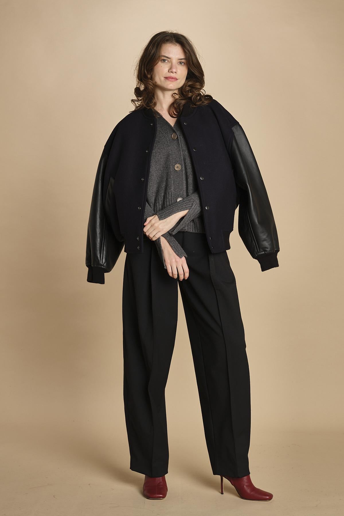 cardigan tre bottoni MIL4A24 25024 GRIGIO SCURO milaura