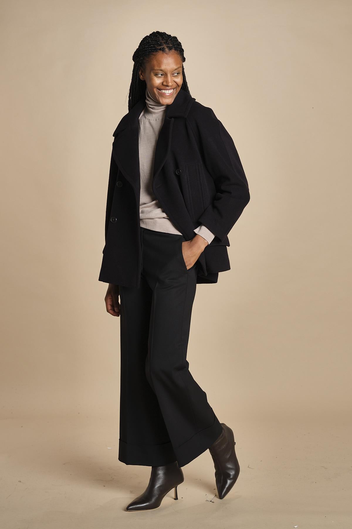 MELODIA pantalone cropped con risvolto in gabardina MELODIA 652339 3 quelledue