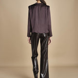 camicia con drappeggio TULLAH F25-142 039 CHOCOLATE oscar