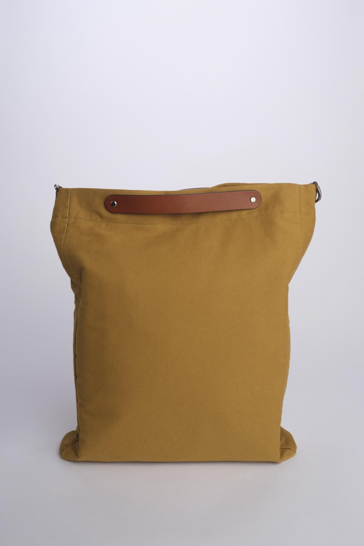 OPTIMISTE + ALICE Bag tracolla tela verticale + pelle OPCOMUS MUSTARD my bob