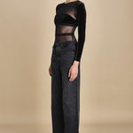 body  in velluto e tulle a righe GO FOR IT BLACK undress code