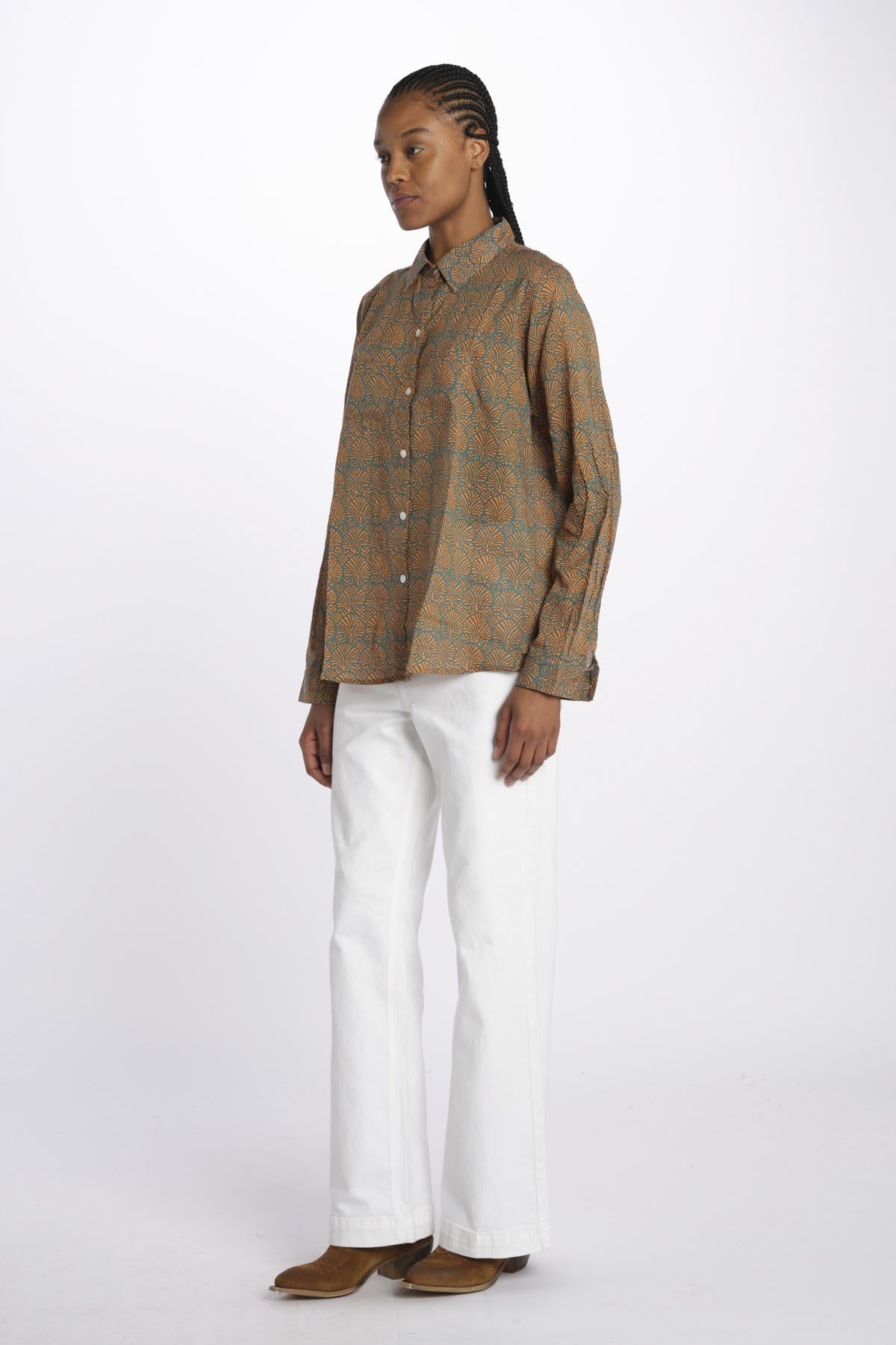 Camicia COQUILLAGES KIPRO 434Y terre rouge