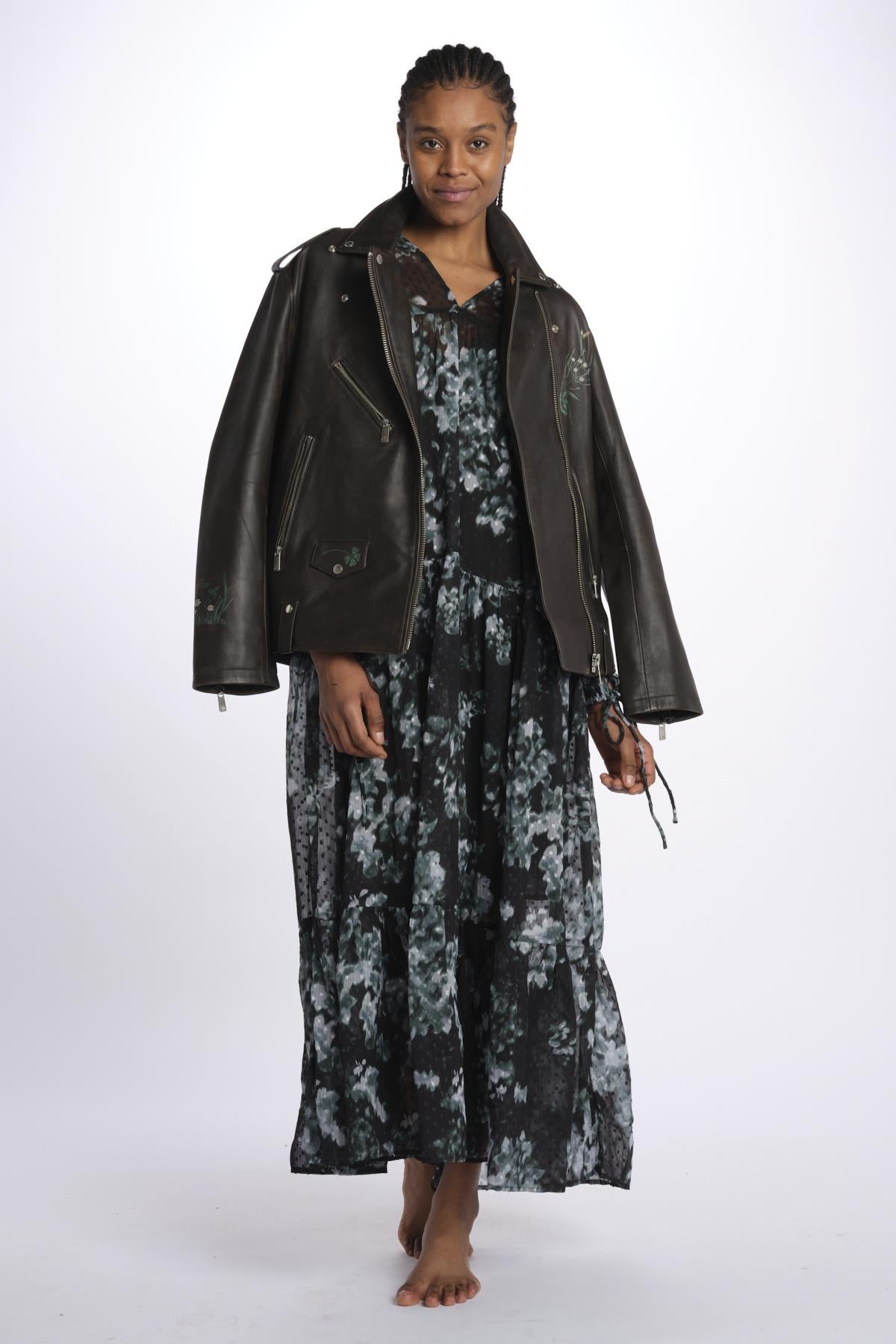 giacca over in pelle con grafiche 179540 U205 scotch&soda