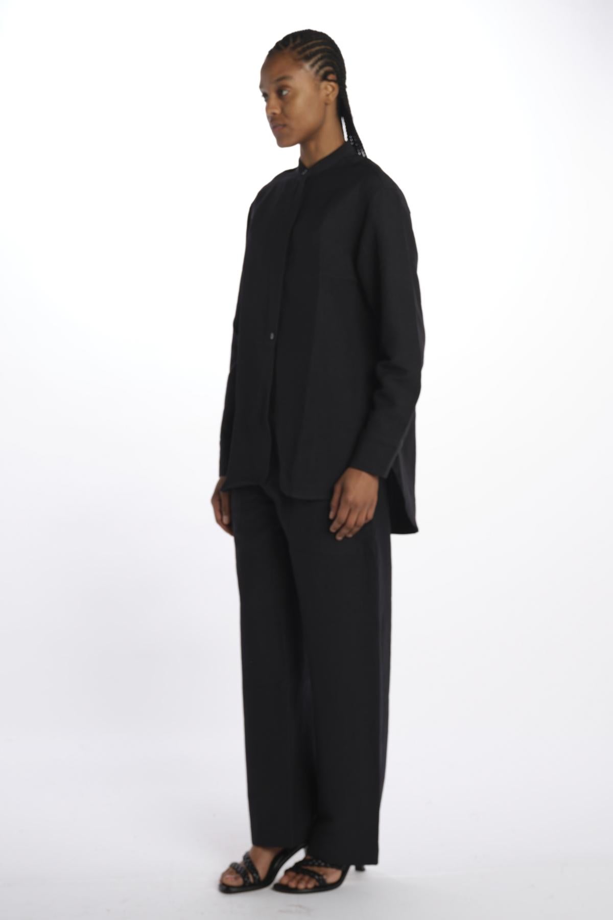 Camicia collo guru con apertura davanti BEAM1600 DARKEST NAVY studio nicholson