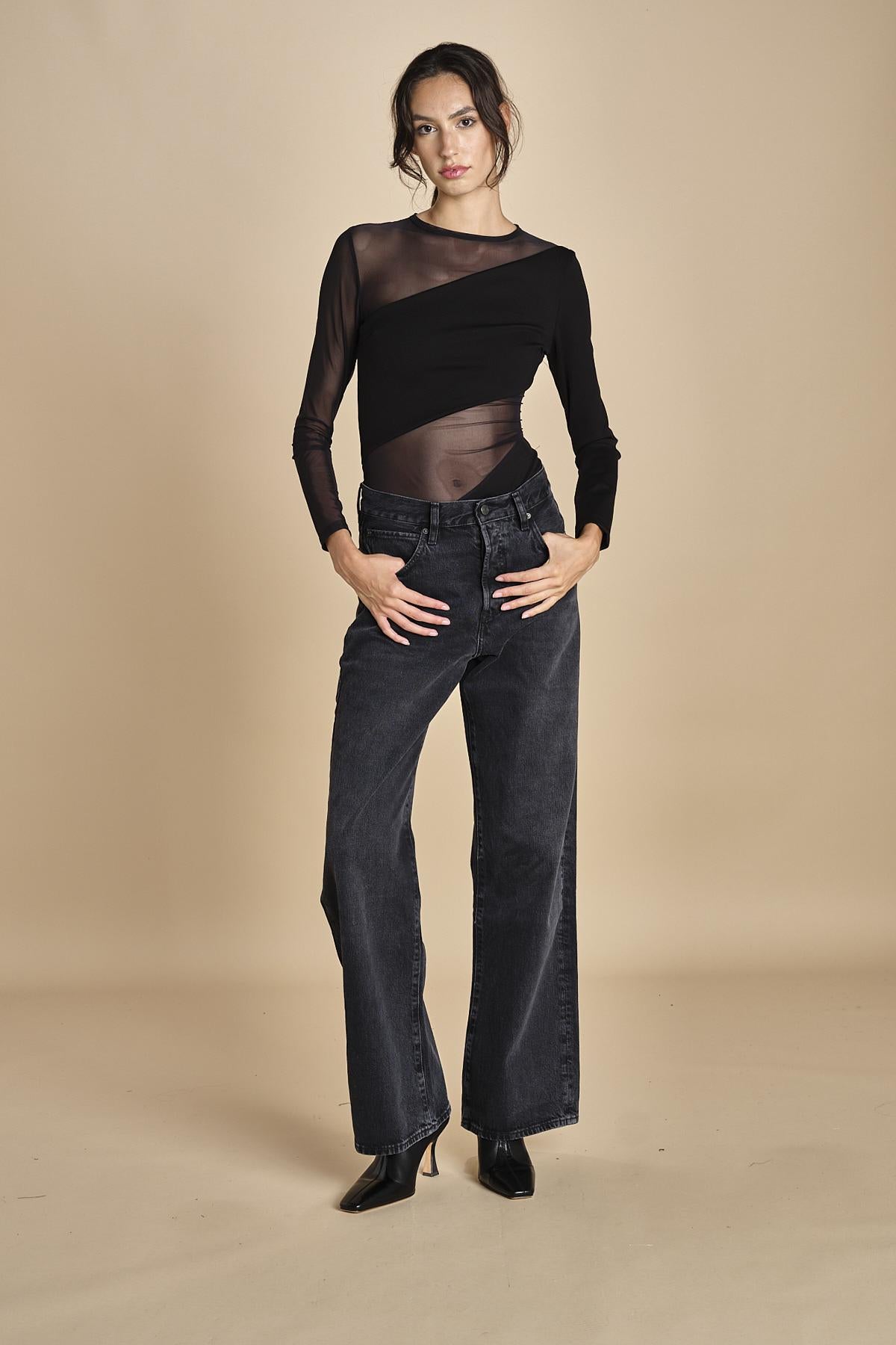 body manica lunga con banda obliqua STARSTRUCK BLACK undress code