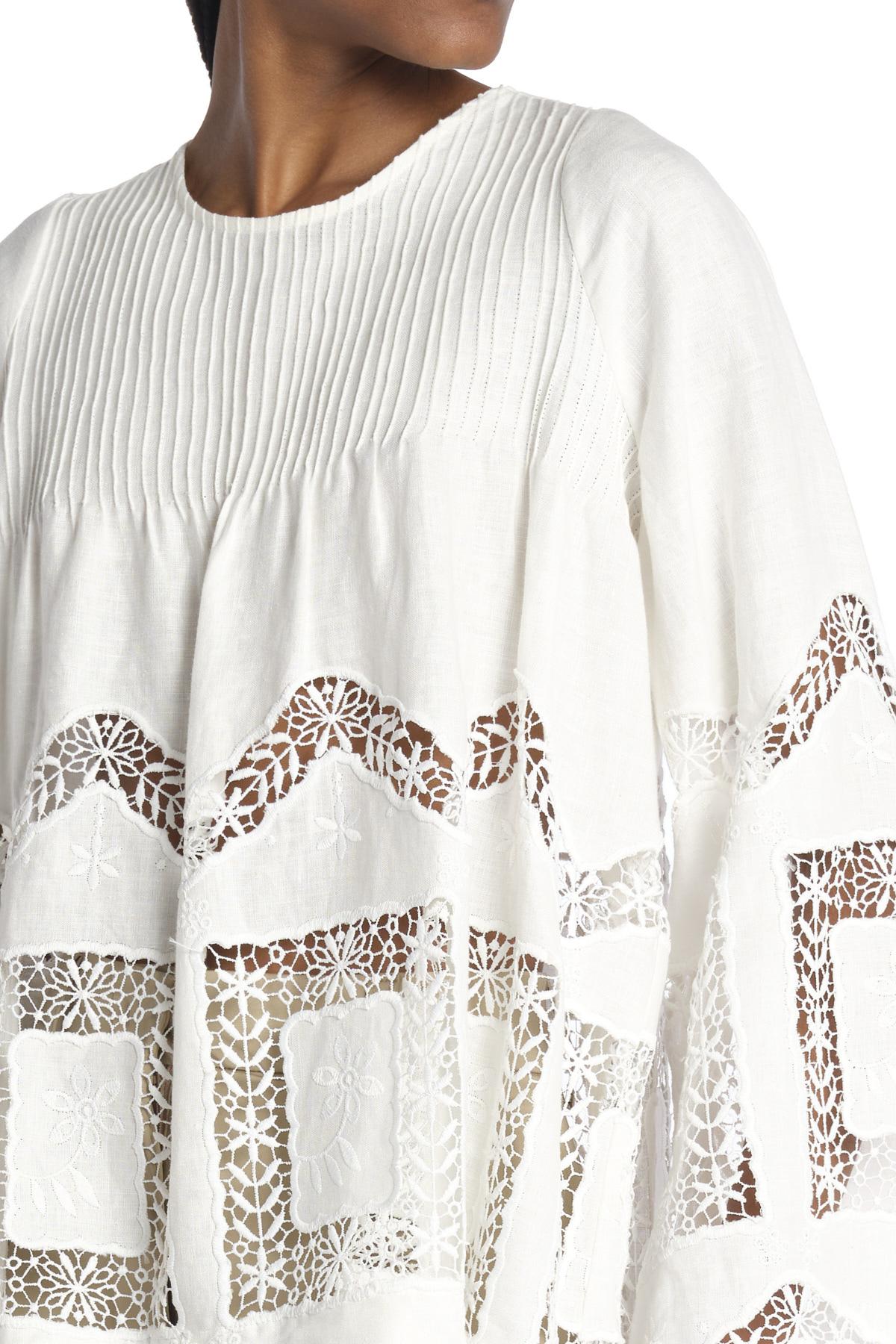 Camicia ALIYAH inserti pizzo e nervatura ALIYAH TOP OFFWHITE lug von siga
