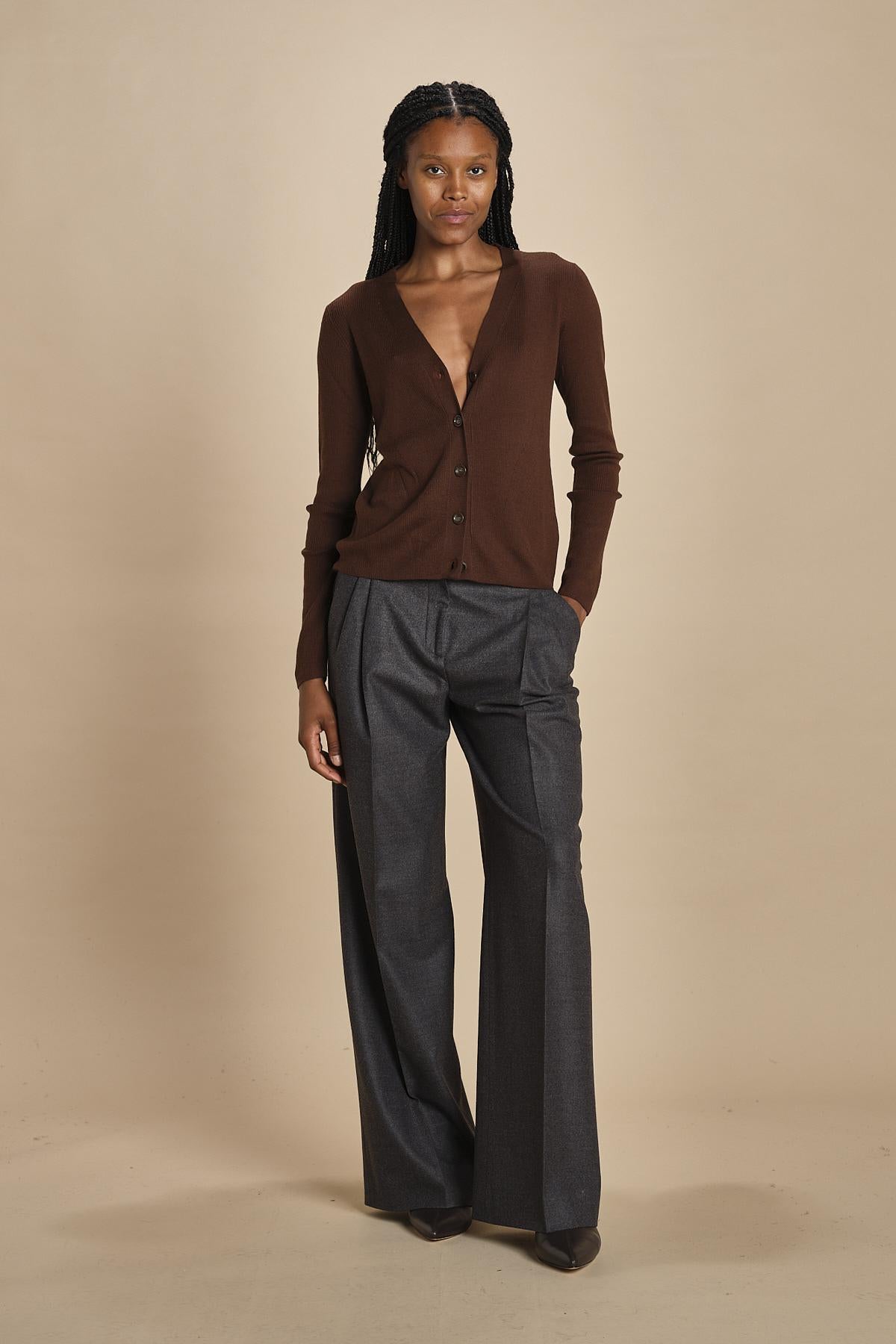 MIL LAU2 cardigan a costine fin.16 MIL LAU2 E22220 CIOCCOLATO milaura