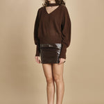maglia scollata con scollo a v 32012-351 MORO 69 federica tosi