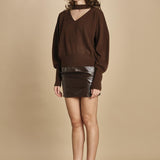 maglia scollata con scollo a v 32012-351 MORO 69 federica tosi