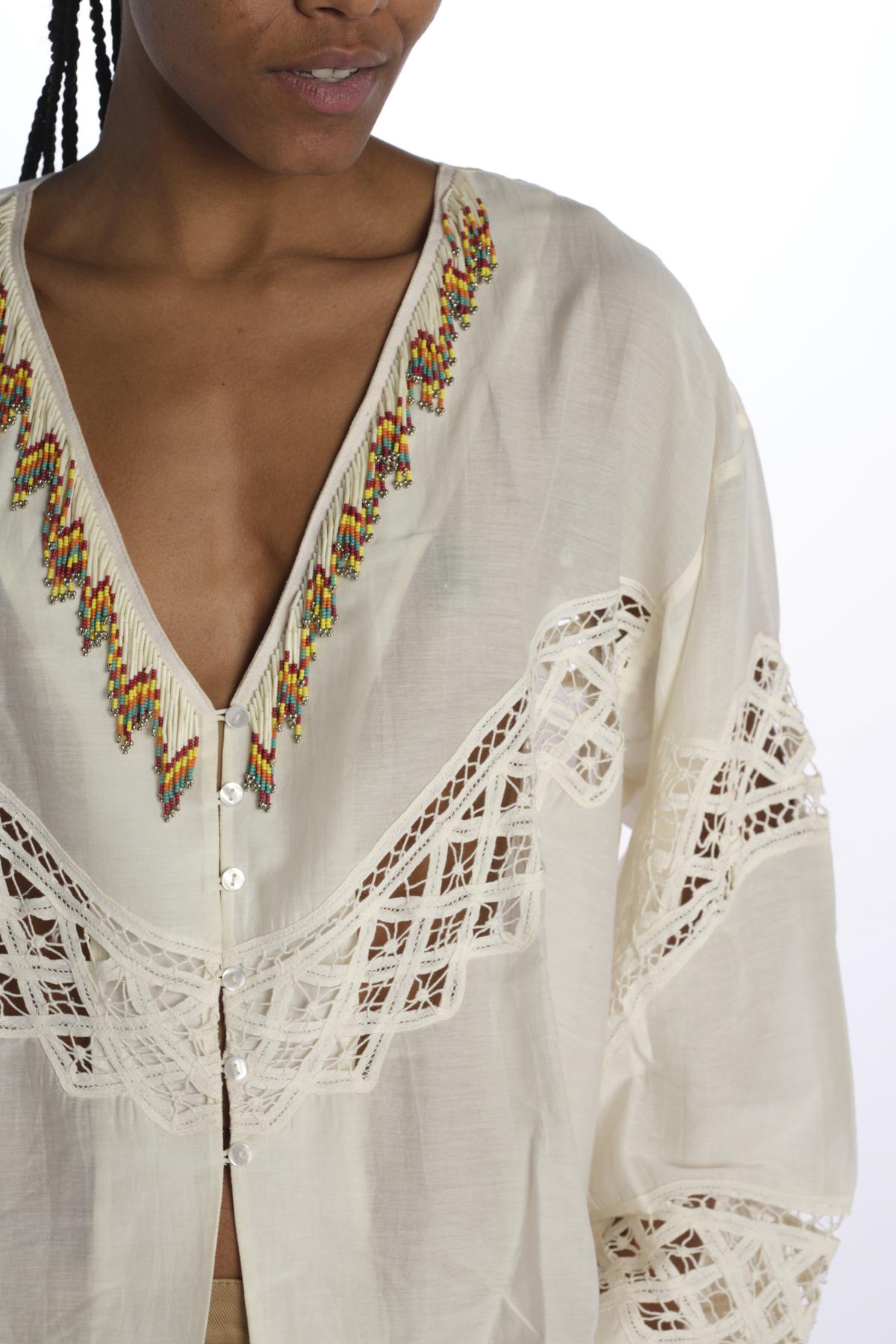 CLEIDE camicia con ricami e intarsi di pizzo WCLEIDE JA010 fortela