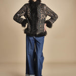 giacca ricamata con montone SANDORA JACKET KAKI antik batik