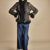 giacca ricamata con montone SANDORA JACKET KAKI antik batik