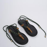 FLO' TWIN sandalo infradito allacciato alla schiava FLÒ TWIN HALZENUT FOREST GREEN flòwze