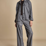 pantalone con elastico in punto milano PENSIL GREY true avenue