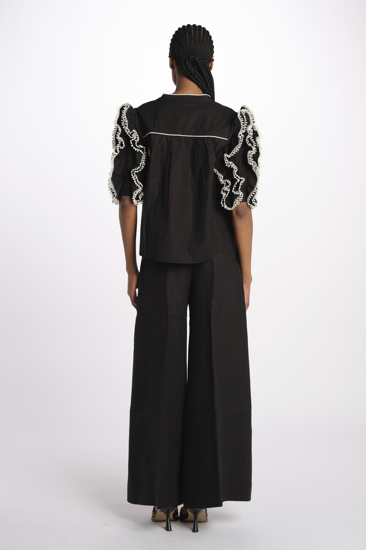 Top ROSE con rouches ROSE TOP 1725 BLACK scarlett poppies