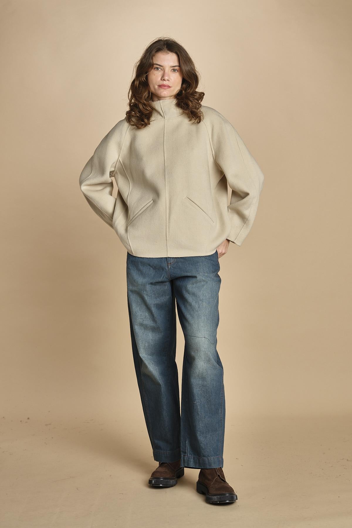 felpa double con cappuccio. PUL0123 BLA0225W soeur