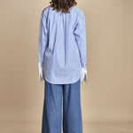 camicia a righe con doppio colletto CRAZY SHIRT MJD142B4H8016 J0233 LIGHT BLUE jejia