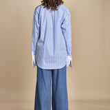 camicia a righe con doppio colletto CRAZY SHIRT MJD142B4H8016 J0233 LIGHT BLUE jejia