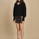 maglia scollata con scollo a v 32012-351 NERO 29 federica tosi
