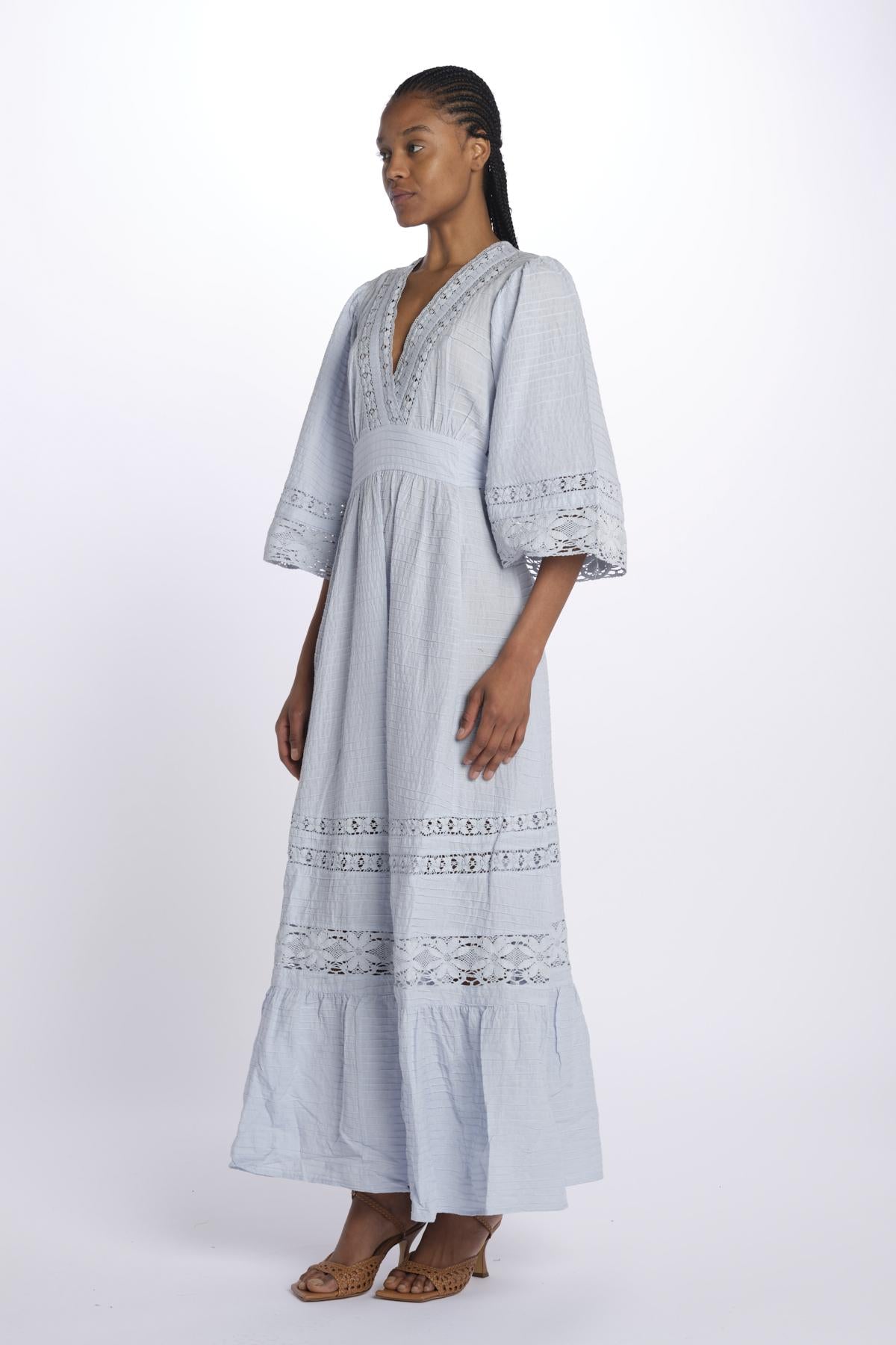 Abito LENA lungo ricamo pizzo LENA1LDR SKY antik batik
