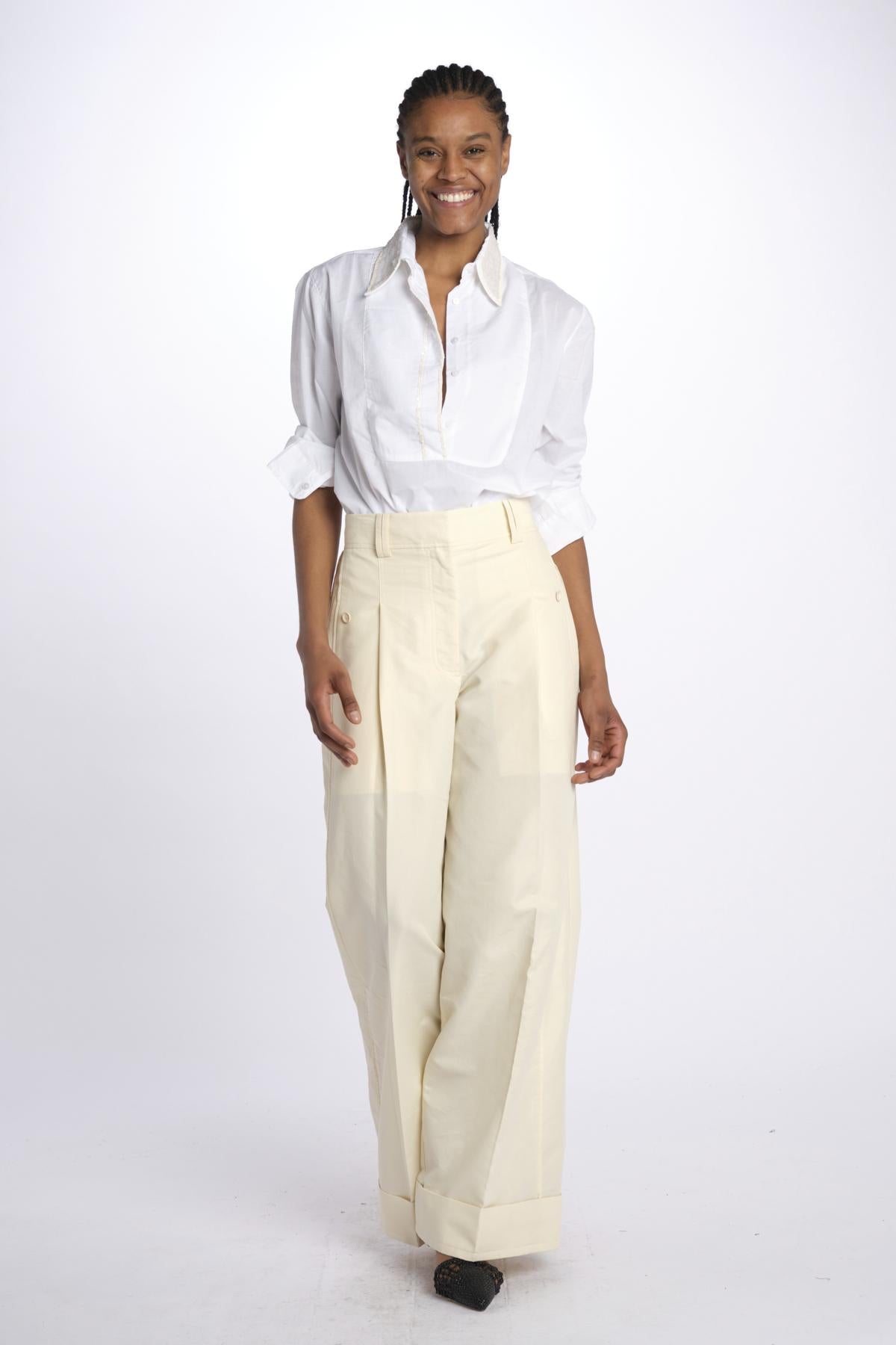 camicia con colletto in pailletes BE24552 WHITE milaura