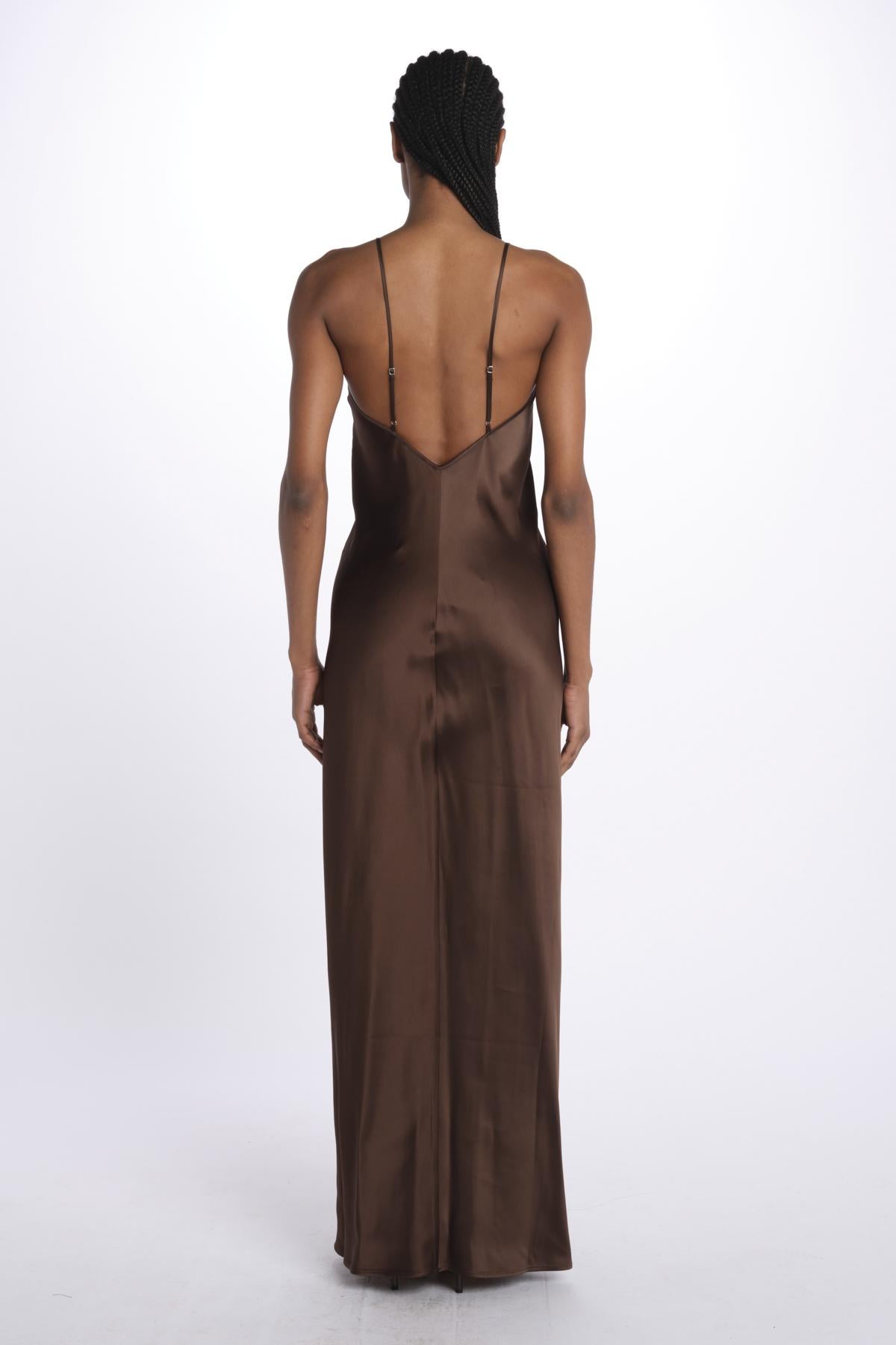 Abito lungo RENATE raso 5451187 TOFFEE herskind