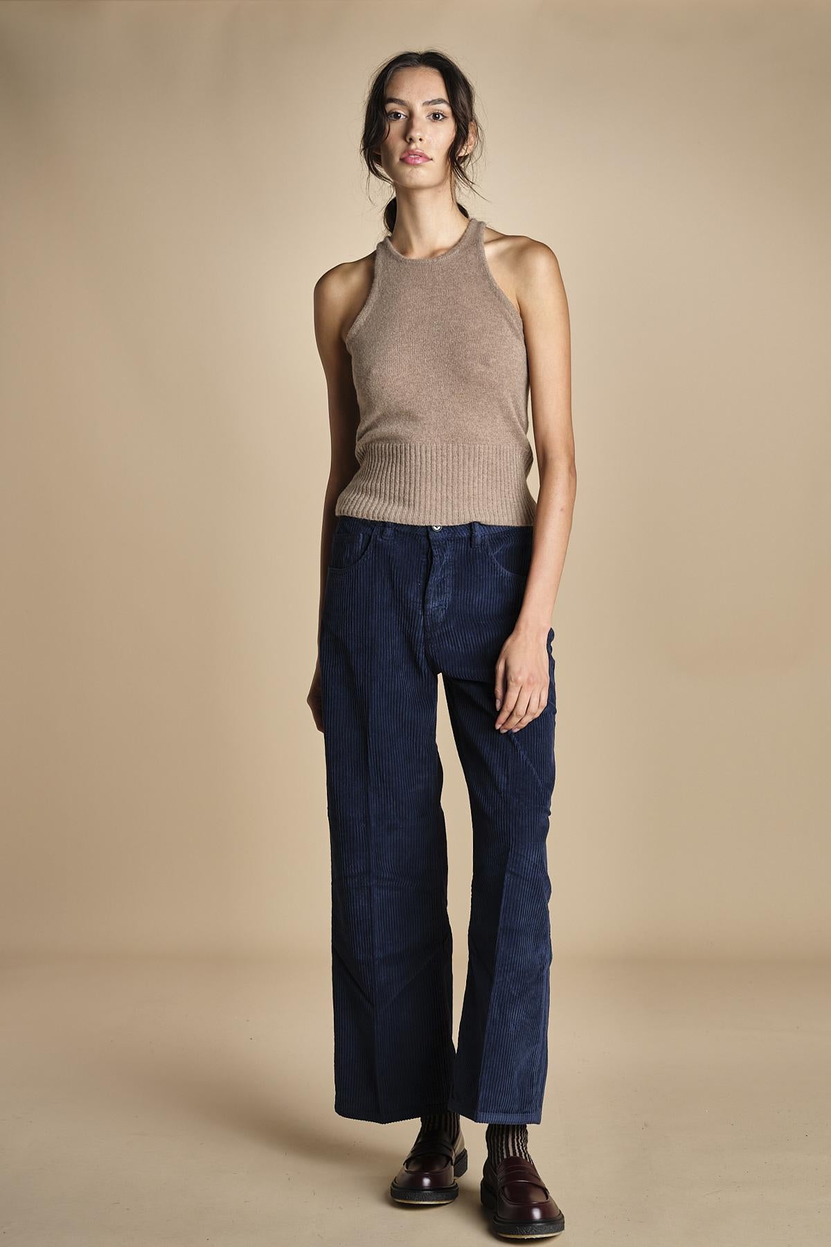 pantalone in veluto cropped ZELDA NAVYBLUE true avenue