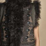 gilet ricamato con montone SANDORA GILET KAKI antik batik