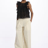 MARJA embroidert flutter tank E118 BLACK sea ny