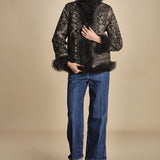 giacca ricamata con montone SANDORA JACKET KAKI antik batik