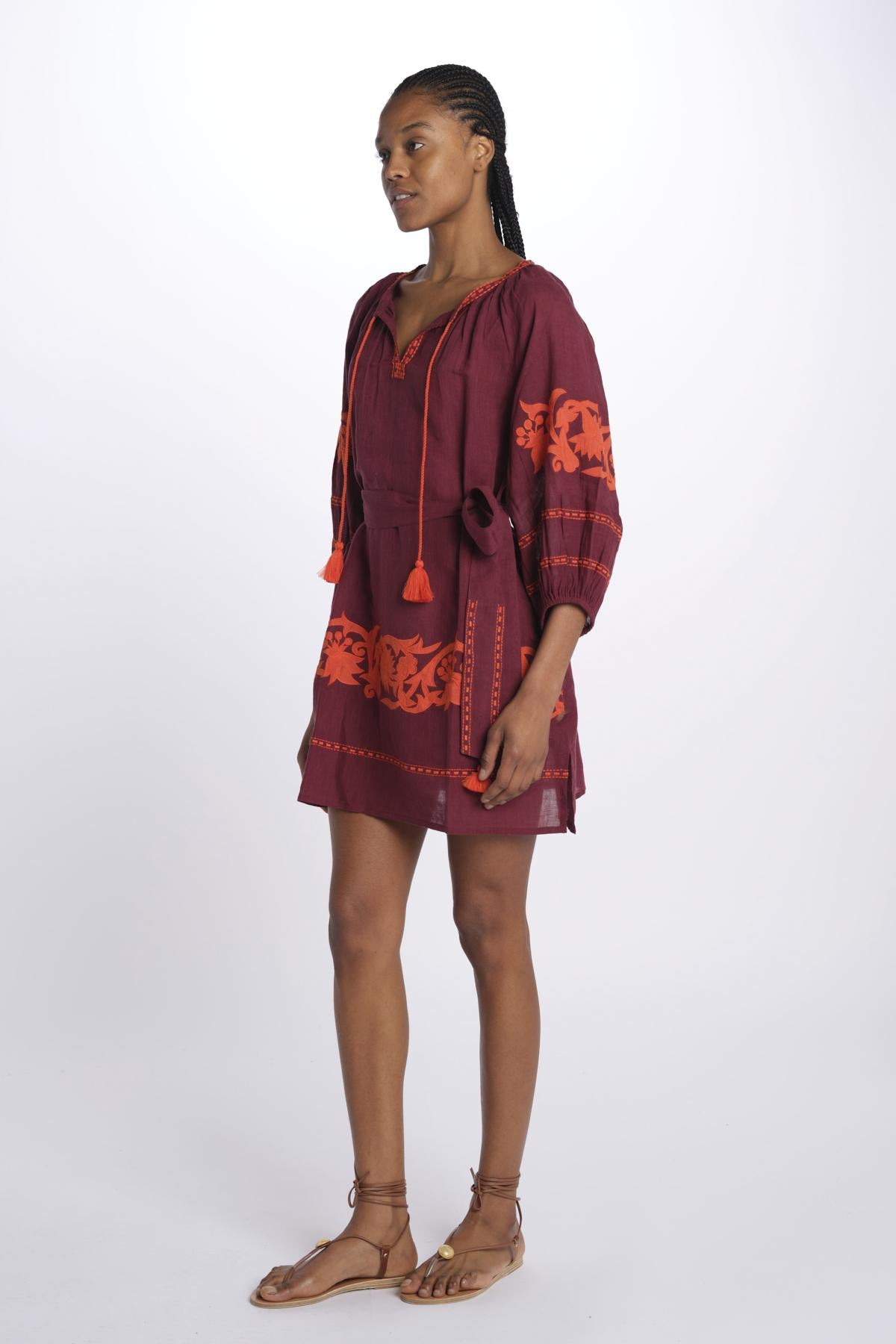 PAISLEY tunica con fiori applicati by milaura. BE24877ATUN BURGUNDY benaras soleil