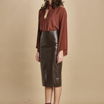 gonna longuette in ecopelle 30702-302 MORO 69 federica tosi