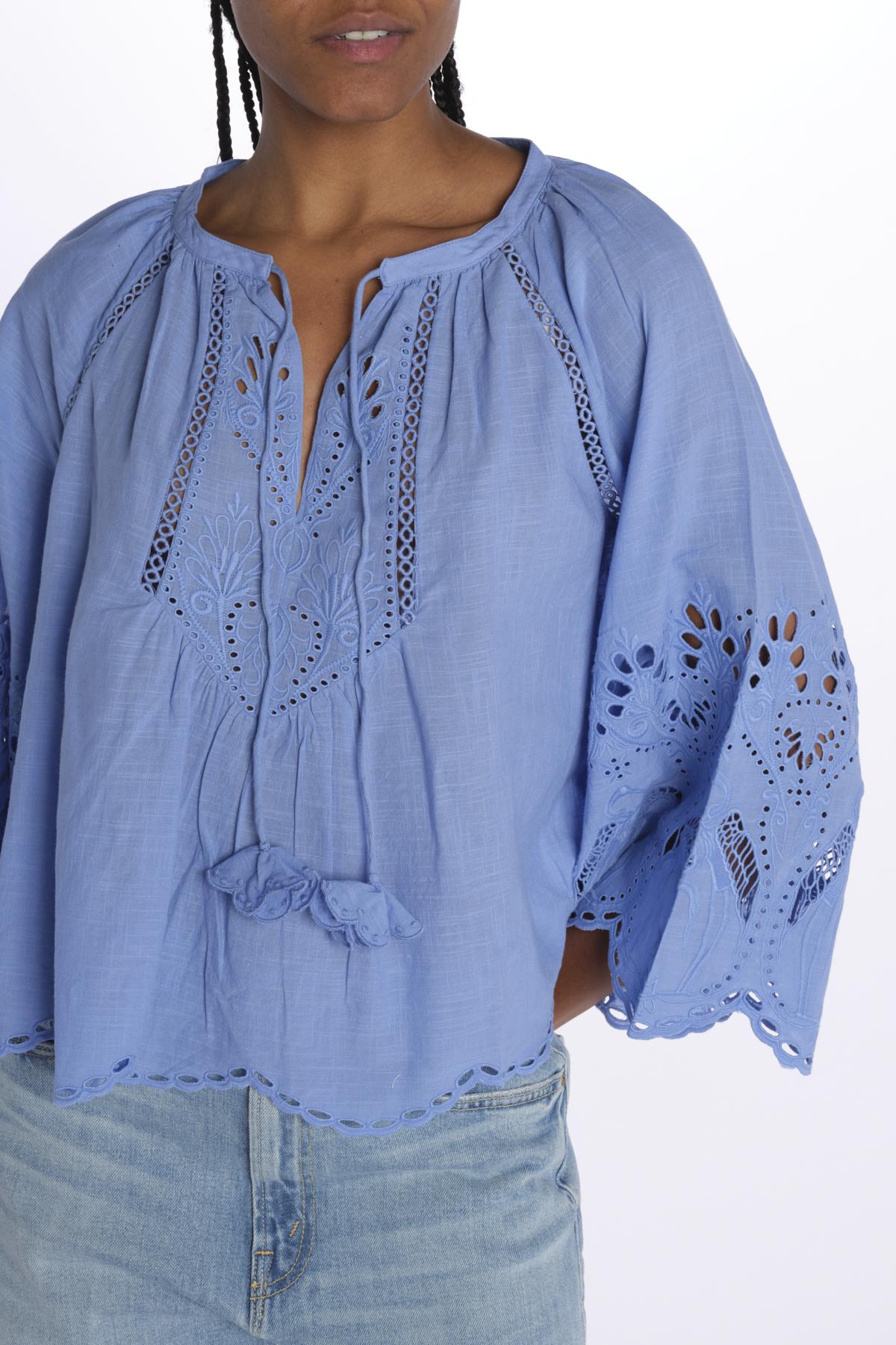 Camicia con ricami ASHU TOP MILKBLUE scarlett poppies