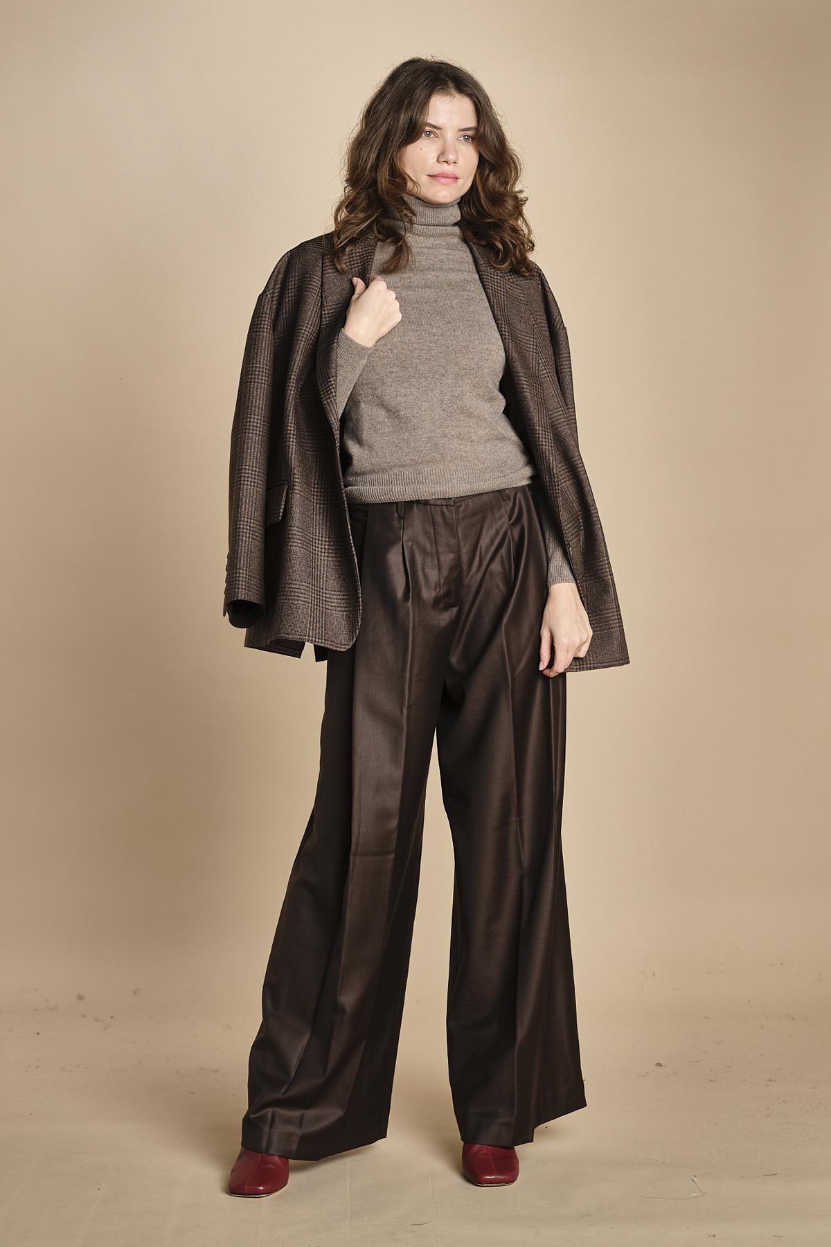 pantalone due pinces lana e seta. PETRA PE80 MORO nine in the morning