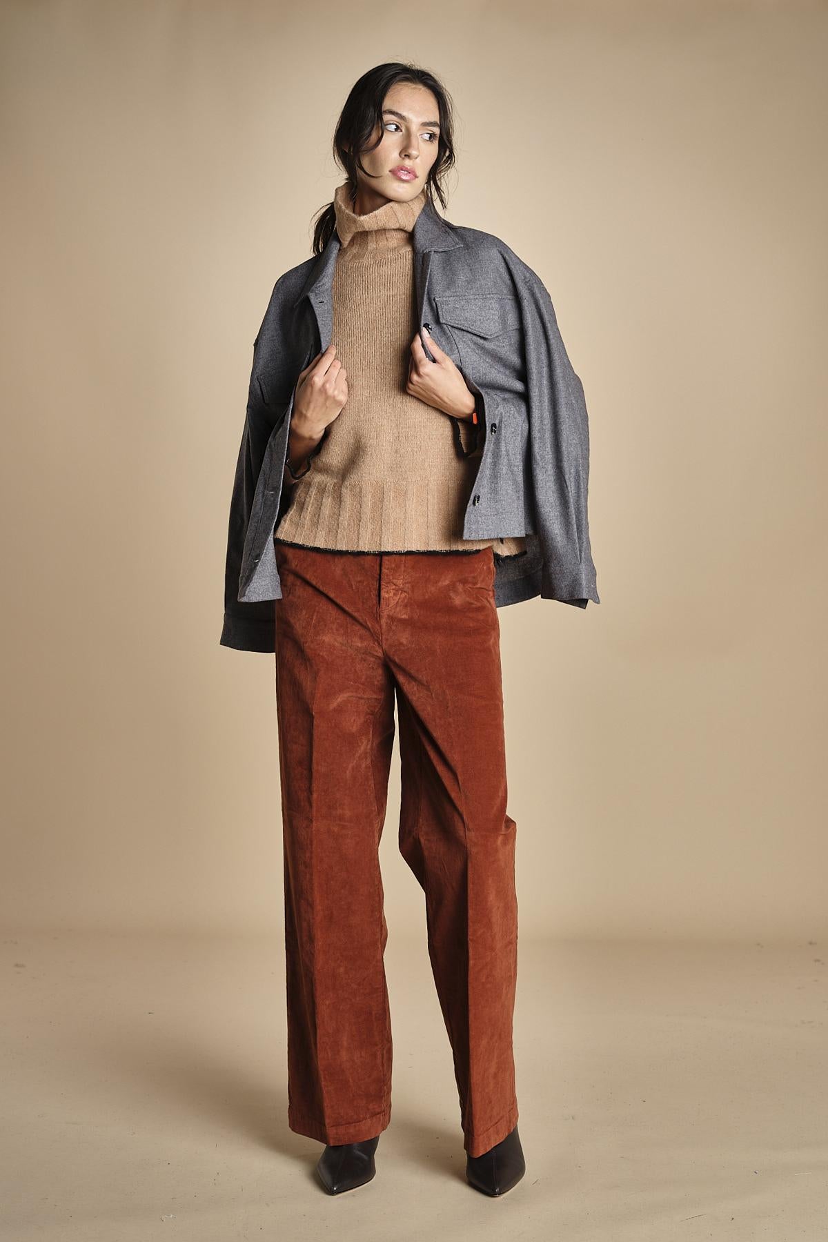 pantalone dritto in fustagno OLIMPIA RUSSETED true avenue